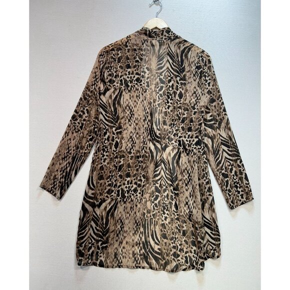 Dana Buchman Womens Coatigan Jacket Brown Snakeskin Animal Print Open Front Y2K - Picture 8 of 11